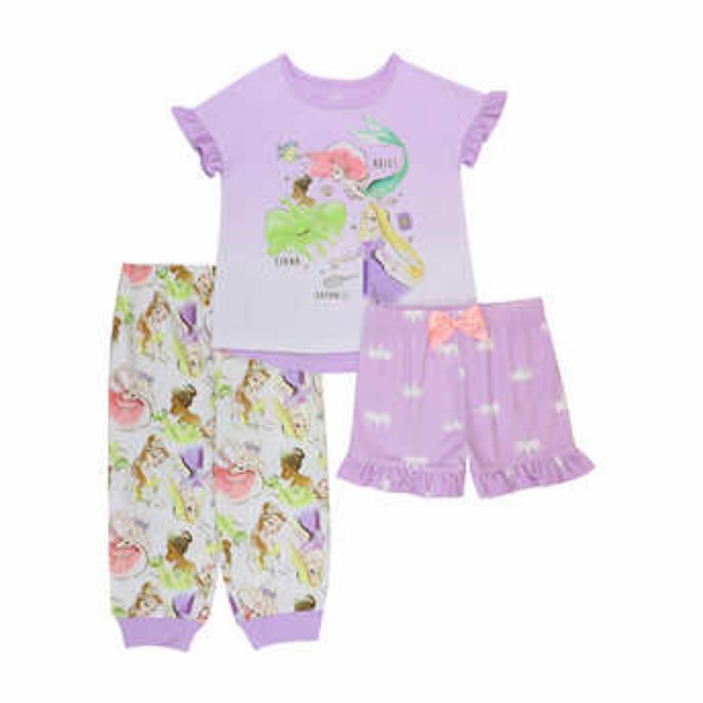 Disney Princess Kids' 3-piece Polyester Pajama Set